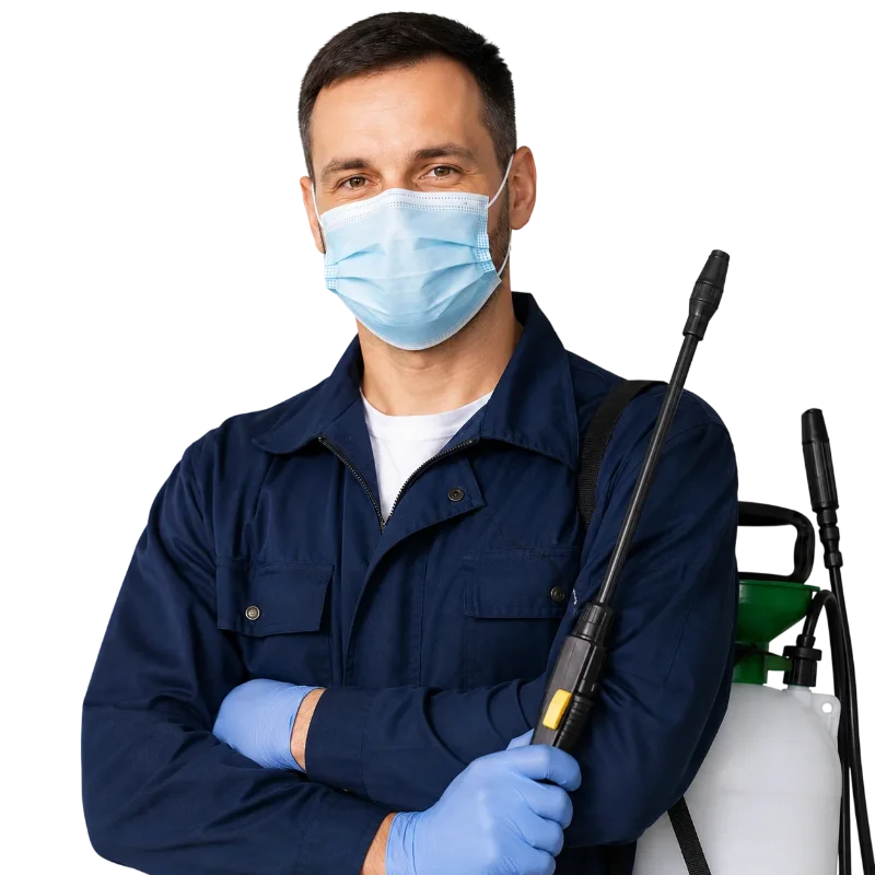 Professionnel équipé pour une intervention de désinsectisation